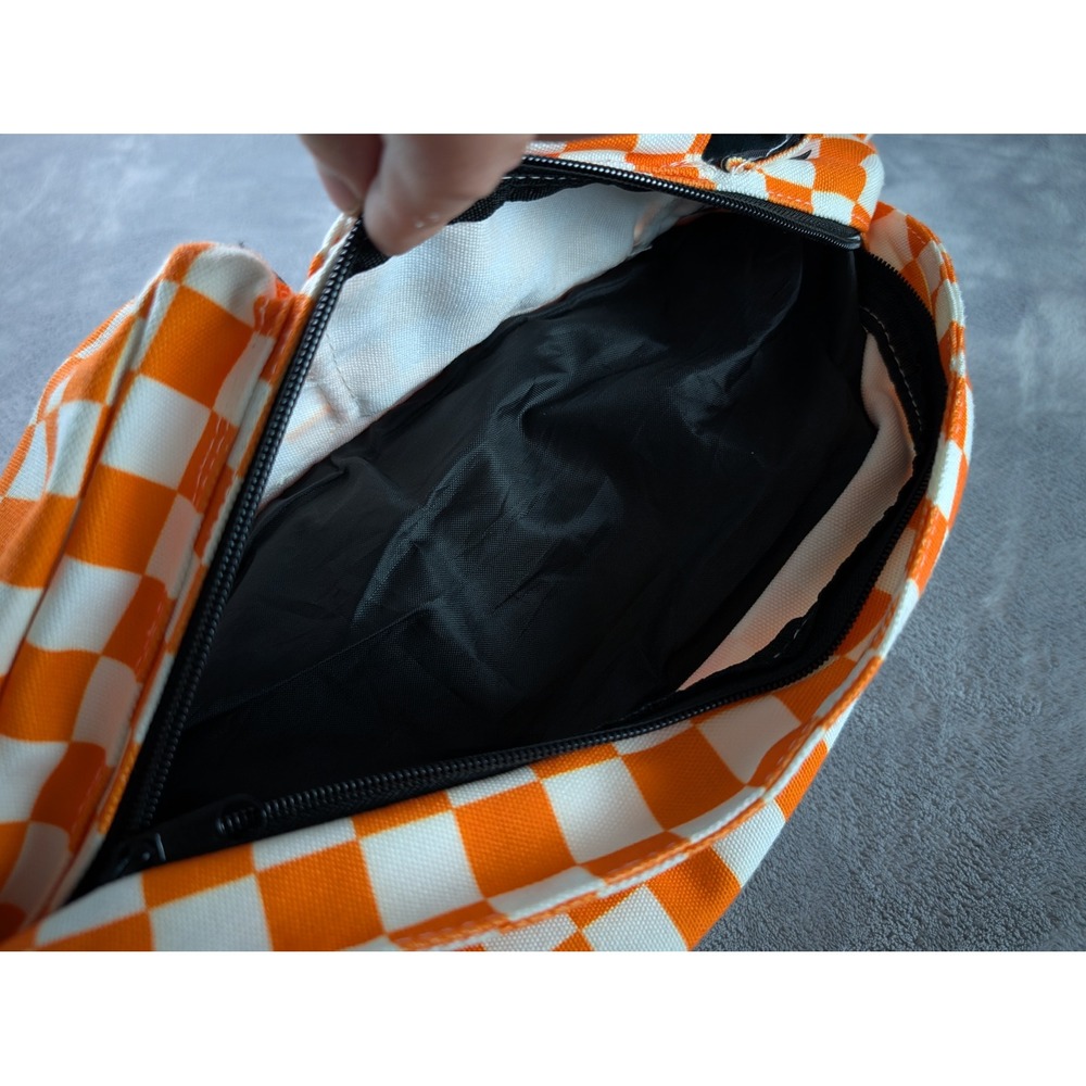 Kavu Rope Bag Orange White Checkered Canvas Sling Crossbody Backpack - Picture 6 of 6